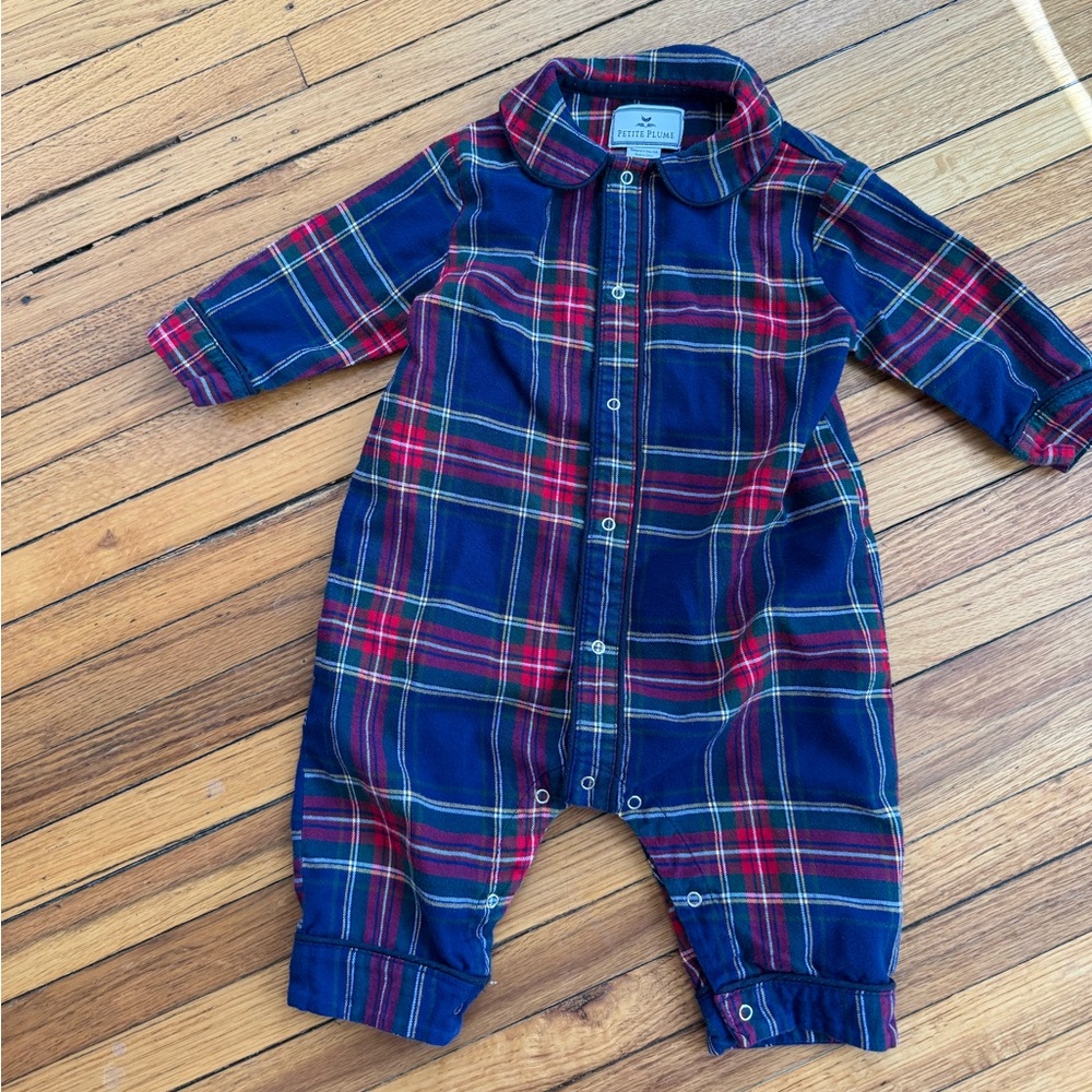 Petite Plume Flannel Plaid Romper